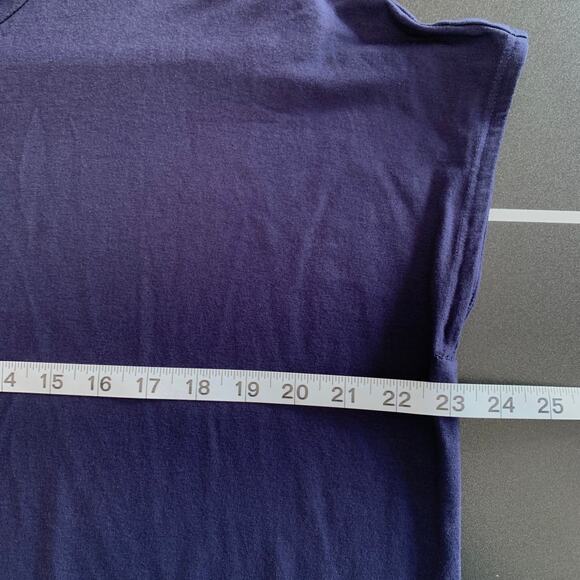 Eileen Fisher Dress Womens M Blue Jersey Stretch Midi Shirt Button Up Cap Sleeve - Picture 9 of 10